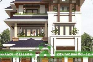 Thiết kế biệt thự 3 tầng mái thái đẹp ấn tượng, nổi bật BT1838
