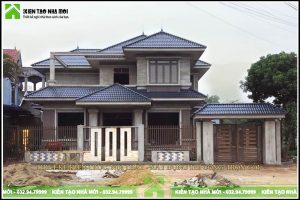 Thiết kế thi công biệt thự 2 tầng mái thái đẹp, hiện đại tại Thái Nguyên